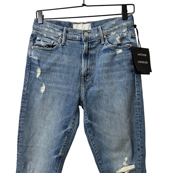 MOTHER Womens The Insider Crop Step Fray Jeans Size 28 Light Wash Distressed NWT - Picture 4 of 10